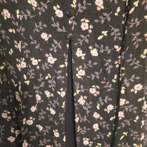 Vintage 90s Indie Grunge Whimsigoth Micro Floral Black Purple Maxi Dress - Picture 7 of 11